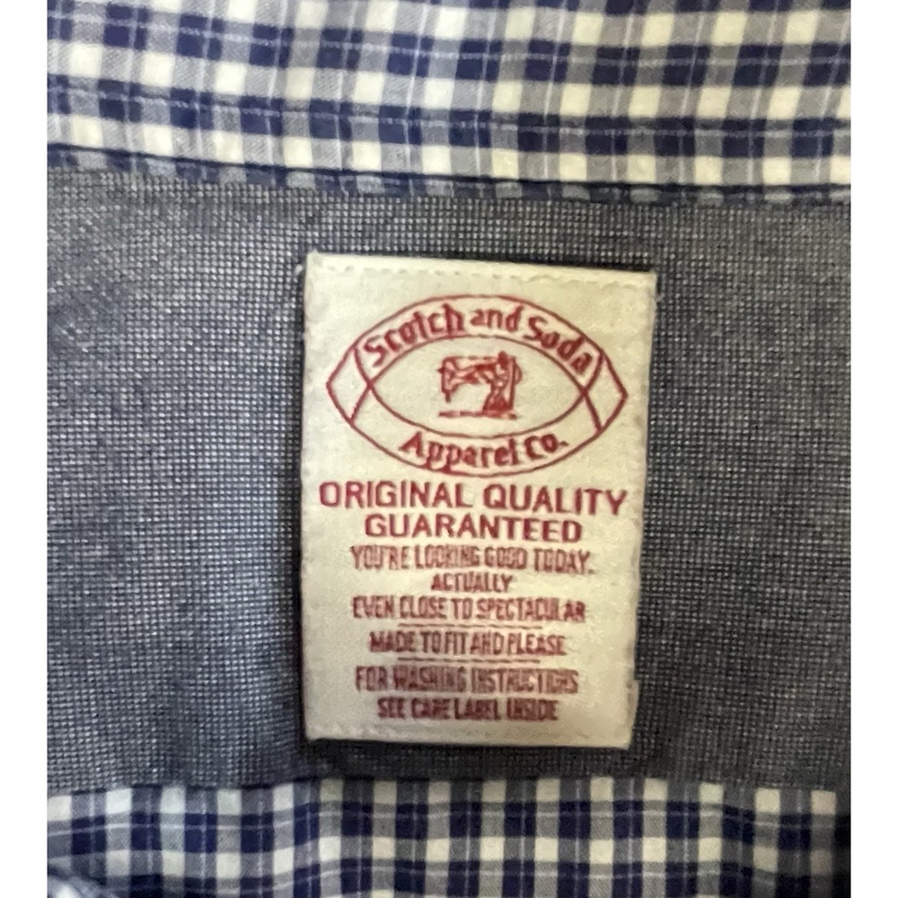 Scotch And Soda Men's Blue Check Long Sleeve Shirt - XL - Picture 6 of 7